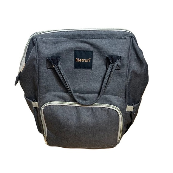 Bietrun Gray Diaper Bag Unisex Mom Dad Backpack Book Bag - Picture 1 of 11